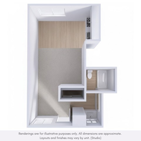 Floor plan for studio, 1 bath, 450 sqft